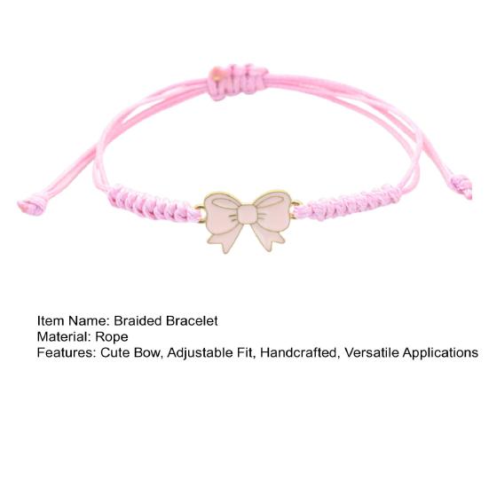 Yousheng Bow Braided Bracelet Adjustable String Rope Bracelet Handcrafted Cheerleader Bracelet for Cheer Dance Team Friends Gift