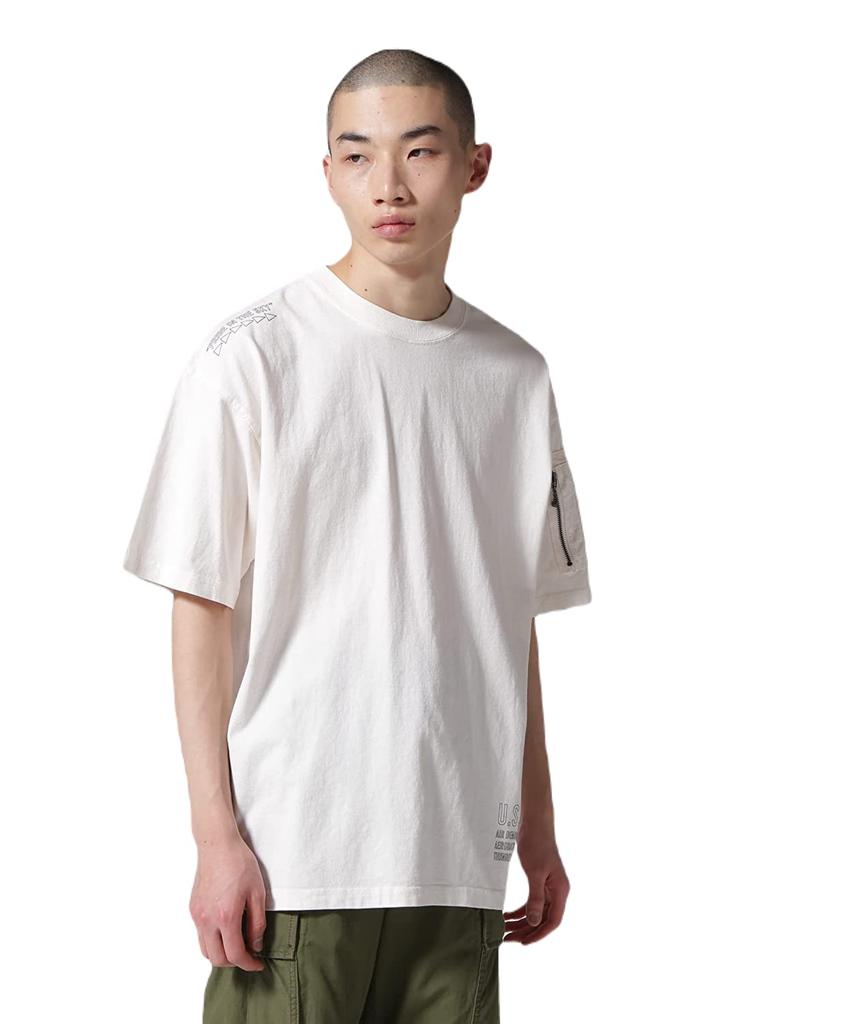 AVIREX FADE WASH CIGAR POCKET T-SHIRT men's L 033 off white 783-3134051