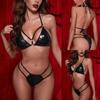 Women's Fashion Sexy Leather Bodysuit Backless Two-piece Lingerie