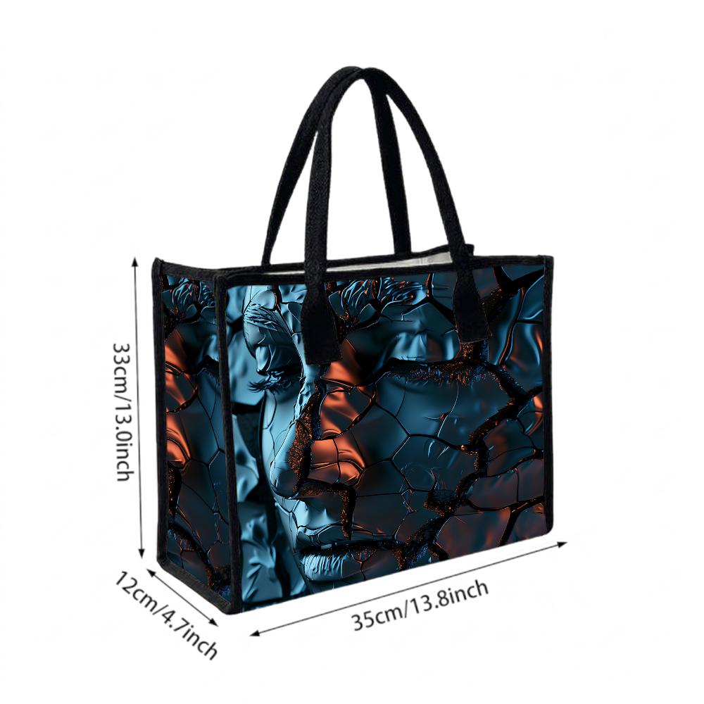 Stylish Cracked Pattern Tote Bag Large Capacity Daily Handbag for Women Fashion Casual Outdoor Carry All Purse