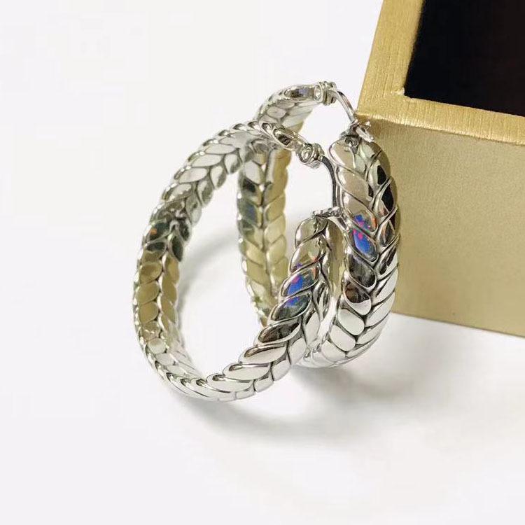 Серьги-кольца из 18-каратного золота из нержавеющей стали с огранкой «Пшеница»