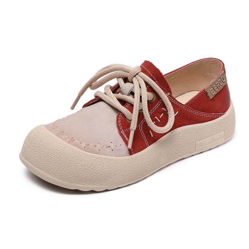 Johnature Женские туфли из натуральной кожи разных цветов с круглым носком, на шнуровке, на мягкой подошве