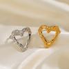 1PC Heart Stainless Steel Ring For Women Irregular Adjustable Gold Color Opening Rings Girls Fashion Party Waterproof Jewelry