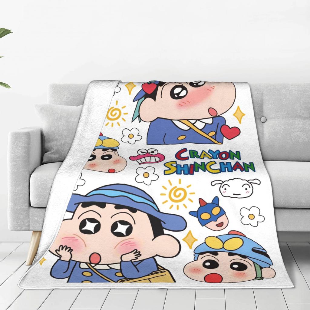 Crayons Shin-chans As Pikachu Blanket  Soft Street Trend Plush Throw Blanket For Children Bedroom Flannel Bedspread Bed Cover