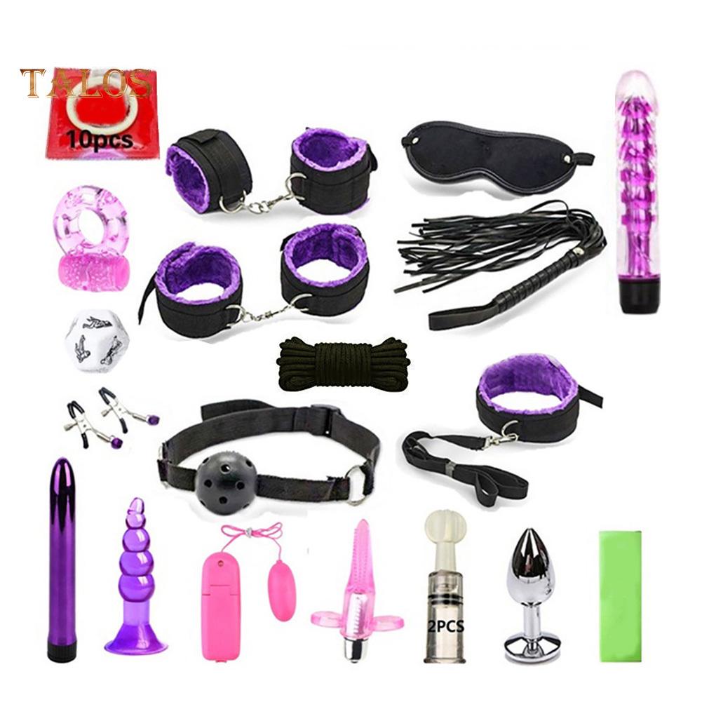 TBH Plush Handcuffs Restraints Bondage Condom Dildo Choker Couples Sex Tool Set