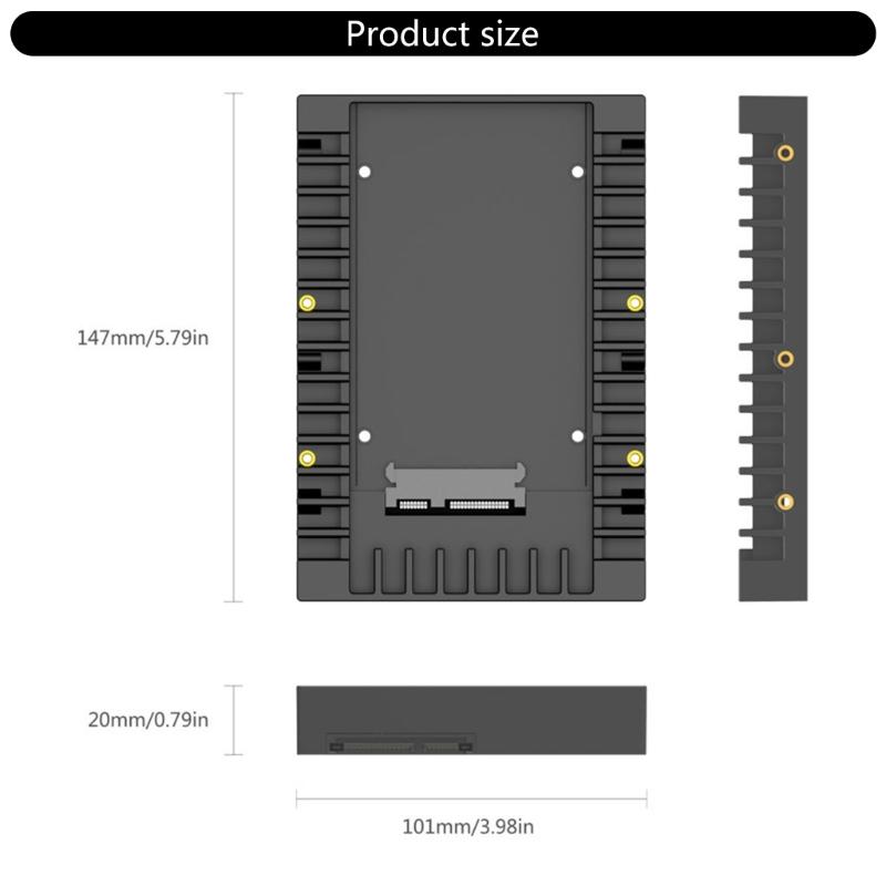 Адаптер от 2,5" до 3,5" для отсека привода, рамка-конвертер для SSD, поддержка SATA3.0 6 Гбит/с, высокая скорость для 7/9,5/12,5 мм 2,5-дюймовых твердотельных накопителей