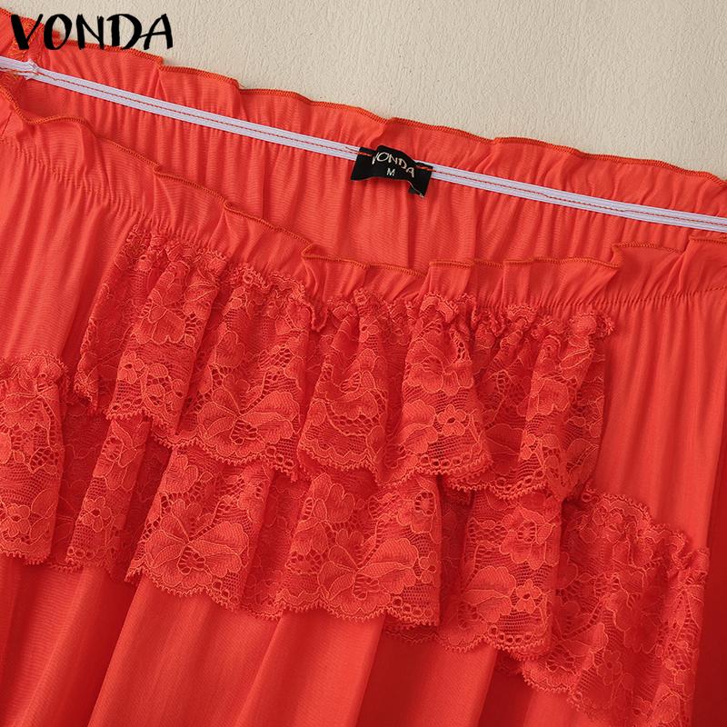 VONDA Женская летняя блузка свободного покроя с круглым вырезом и рукавами 3/4 в стиле пэчворк с оборками