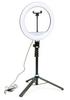 SLIK Stand Light 12, LED Ring Light with 11 Brightness Levels, 3 Color Temperature Settings, Smartphone Holder Included, Height 405mm-1380mm, Black