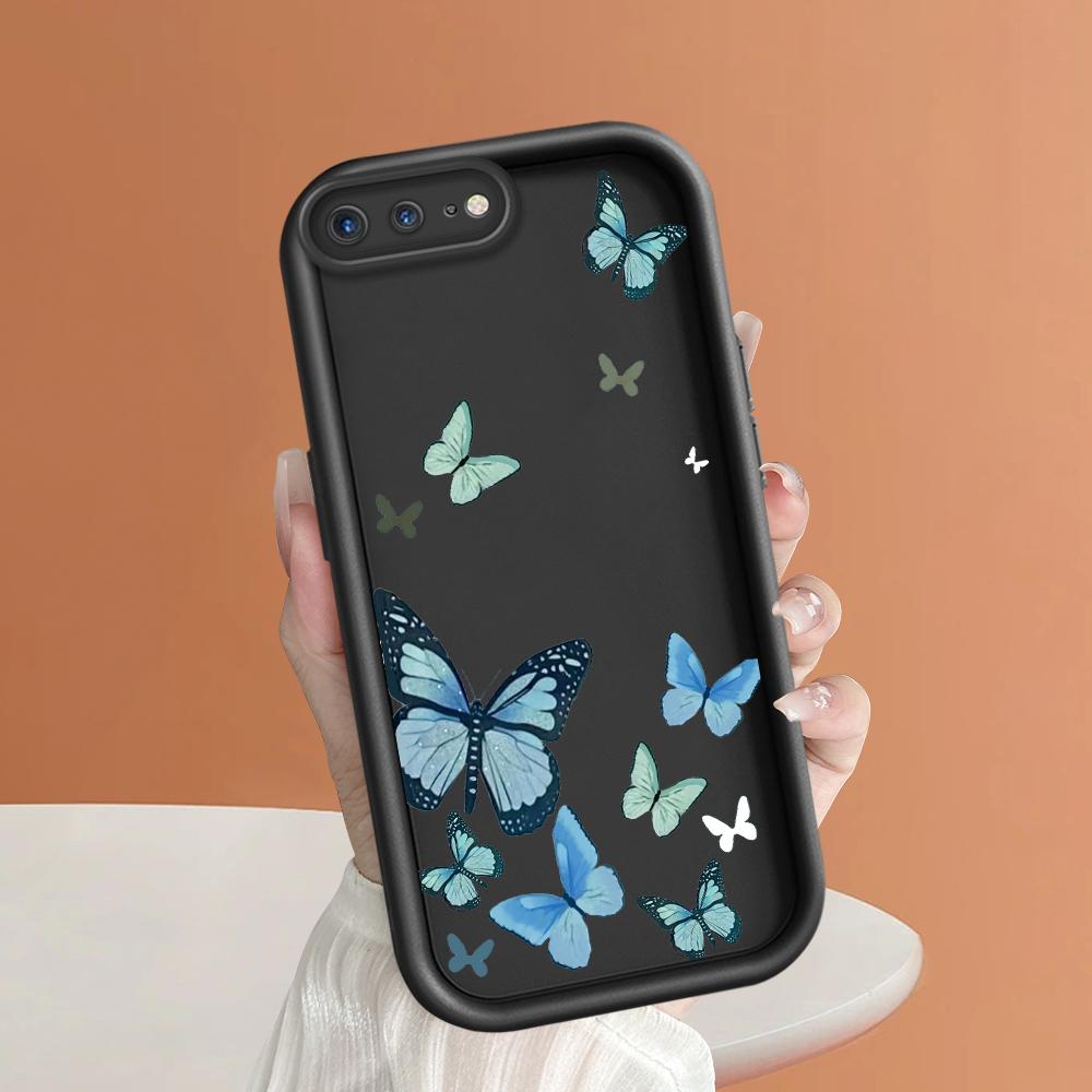 Модный синий чехол-бабочка для iPhone Samsung Galaxy Xiaomi Redmi POCO HUAWEI Honor противоударный резиновый мягкий гибкий чехол