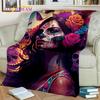 Horror Skull Girl Dead Gothic Undead Female Blanket,Soft Throw Blanket for Home Bedroom Bed Sofa Picnic Travel Cover Blanket Kid