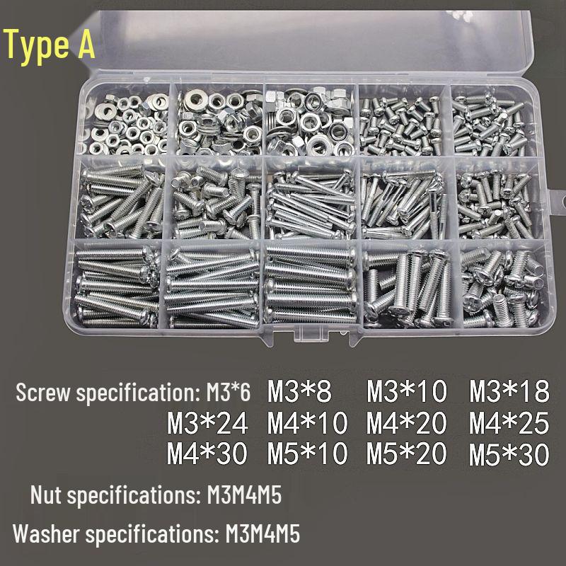 Набор ассорти винтов и гаек для ремонта дома с шайбами - Коллекция стандартных деталей