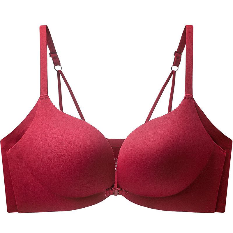 New sexy leopard print front buckle seamless underwear women's small breasts gather beautiful back bra cover