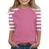 Tops For Youth Girls 4-16 Years Round Neck 3/4 Sleeves T-Shirts Trendy Tops Outfit Tees