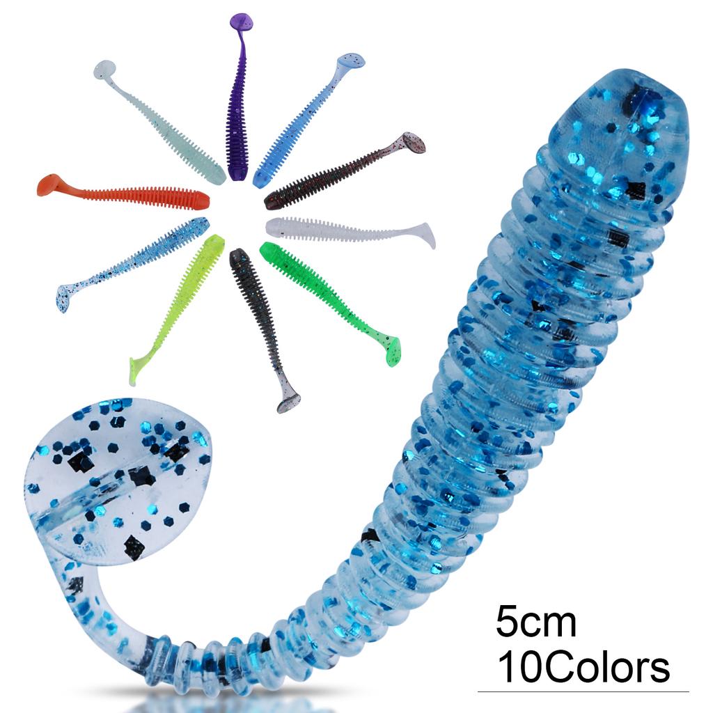 10pcs/lot Soft Rubber Bait Fishing Lure Wobbler Soft Worm Carp Fishing  Artificial Silicone Swimbait