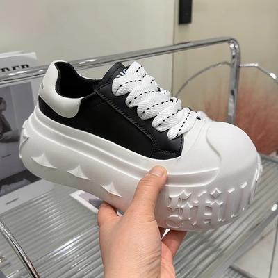 Кожаный верх, голова-ракушка, маленькие белые туфли женские 2025, модные туфли на платформе, повседневные одинарные туфли