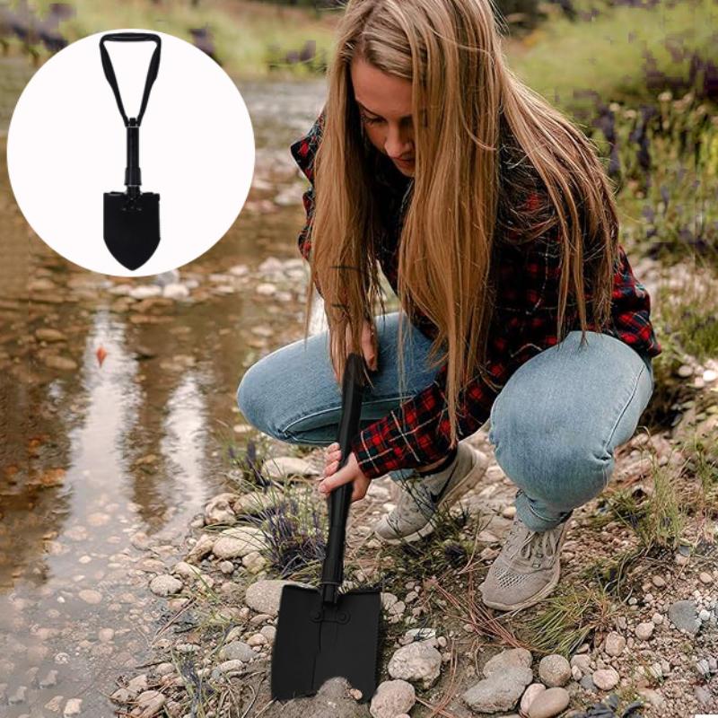 1pc Outdoor Shovel, Military Shovel, Tri-fold Trenching Tool with Serrated Teeth, Lightweight, Collapsible, Ideal for Camping, Survival and Trenching