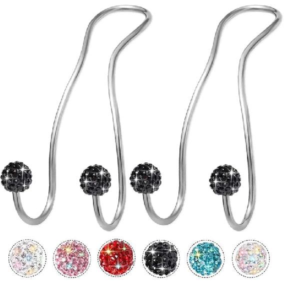 MTGOCHA Bling Purse Hook for Car Headrest, Upgraded Cute Car Seat Hooks for Bag Handbag, Durable Stainless Auto Purse Hanger Holder 2 Pack, White