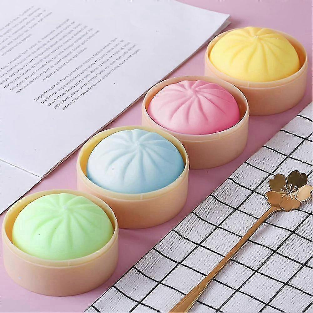 4 PCS Colorful Dumpling Stress Balls Fidget Sensory Toy,Squeeze Dough Ball Stress Relief Hand Toy,Bun
