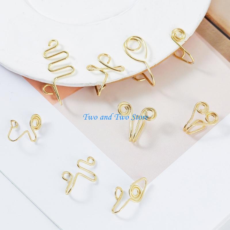 HX6F 9Pieces/Set Non-Pierced Body Jewelry Nose Clip On Fake Piercing Nose Cuff Women