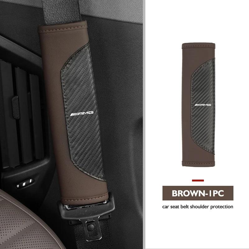 Universal Car Seat Belt Leather Shoulder Strap Protector Pad For Mercedes Benz AMG W204 W205 W203 W211 W201 W210 W108 W124 W126