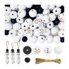 50/100Pcs Christmas Snowman Wooden Beads Heavy Duty DIY Craft Handmade Bracelet Necklace Jewelry Making Cartoon Snowman Loose Beads Kit