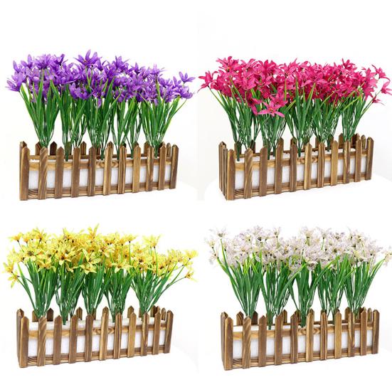 Моделирование растения, устойчивое к ультрафиолетовому излучению, не выцветает, низкие эксплуатационные расходы, 5 раздвоенных весенних трав, искусственные цветы, садовые украшения для дома