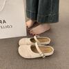 Retro Mori Woven Baotou Half Slippers Women's Summer Outer Wear Bohemian One-pedal Hollowed-out Thick-soled Half Slippers