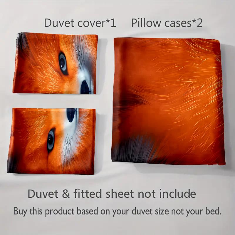Fox face illustration. Bedding Duvet cover sets Duvet covers Pillowcases gifts (1 * Duvet Cover 2 * Pillowcases, without duvet insert)