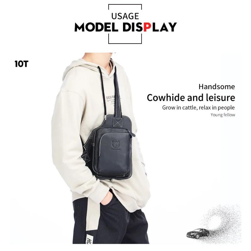 2024 Small FAMOUS Brand Messenger Bag MEN Shoulder BAGS Fashion GENUINE Leather MALE Crossbody Bag Zipper Buckle