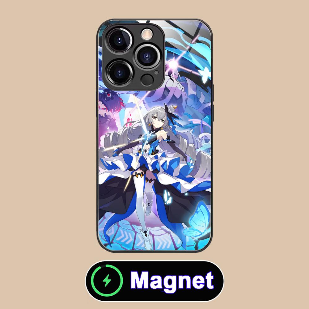 HSR Броня Стеклянный чехол для мобильного телефона MagSafe для iPhone 17 16 15 14 13 12 11 Air Pro Max Plus Mini Цветная крышка