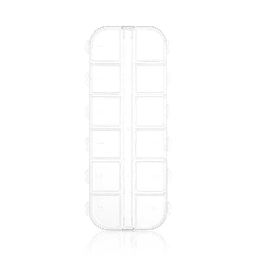 12 ячеек Мини прозрачный пластиковый органайзер для таблеток, маленький кейс, органайзер для рукоделия, коробки для хранения типсов для нейл-арта