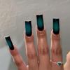 Набор из 24 предметов: Зеленый Градиент Глянцевые Прямоугольные Типсы для Ногтей - Сладкая, Крутая Серия для Женщин