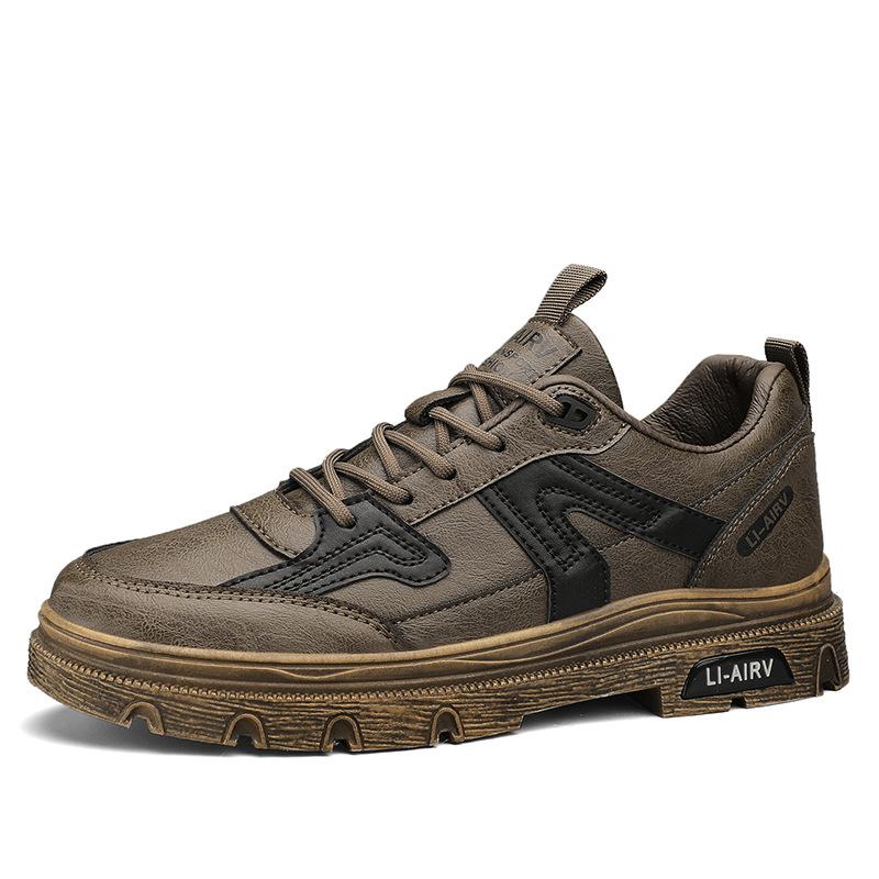 Autumn Leather Sports Martin Shoes Retro Fashion Casual Single Shoes Men's Low-top Platform Tooling Boots