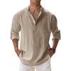 Spring and Autumn New Men's Linen Long Sleeve Breathable Shirt Solid Color Casual Basic Cotton Linen Shirt Tops Hemp Shirt
