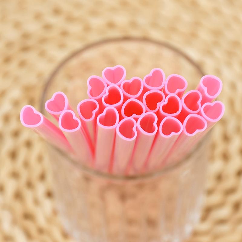 10/20pcs Pink Heart Disposable Drinking Straws Bridal Shower Wedding Birthday Supplies Bachelorette Party Valentines Day Gift