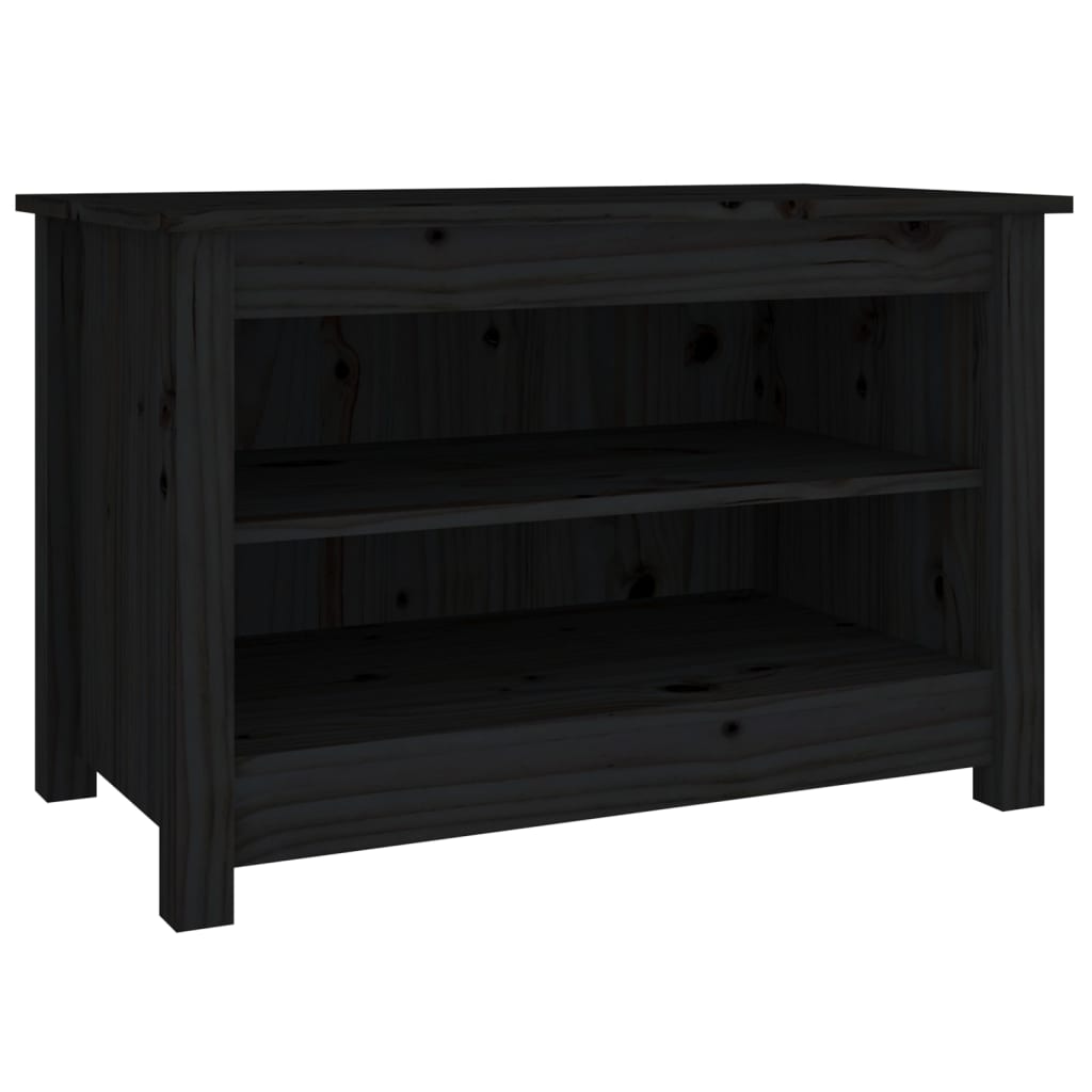 Shoe Bench Black 70x38x45.5 cm Solid Pine Wood