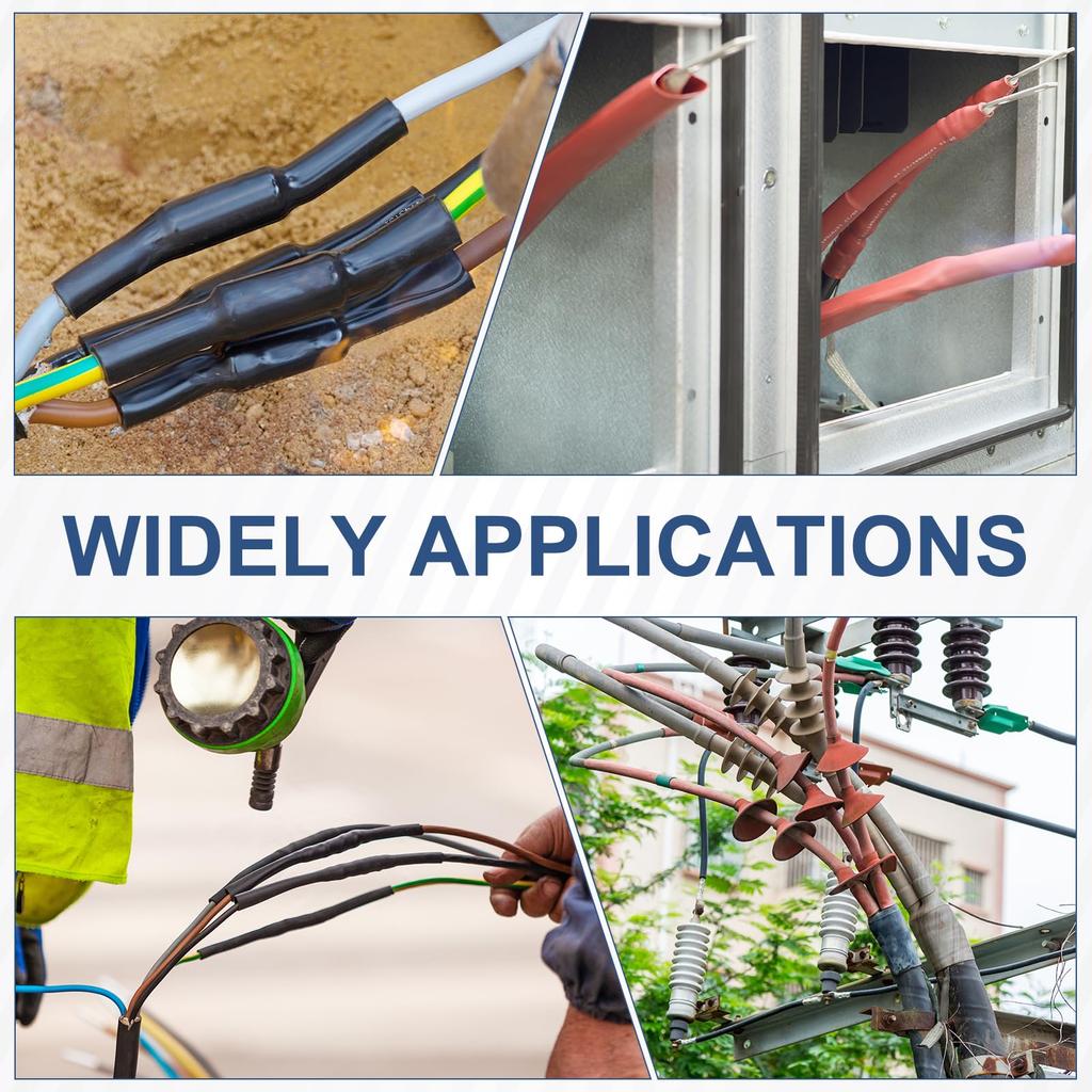 uxcell Термоусадочная трубка 1/2" Водонепроницаемая 3:1 Двухстенная Морская Клейкая Промышленная Термоусадочная Трубка Оплетка для Проводов 20 футов Черная