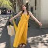 Юньнань, Синьцзян пляжный отпуск travel wear фото желтый комбинезон очень красивый приталенное тонкое платье лето