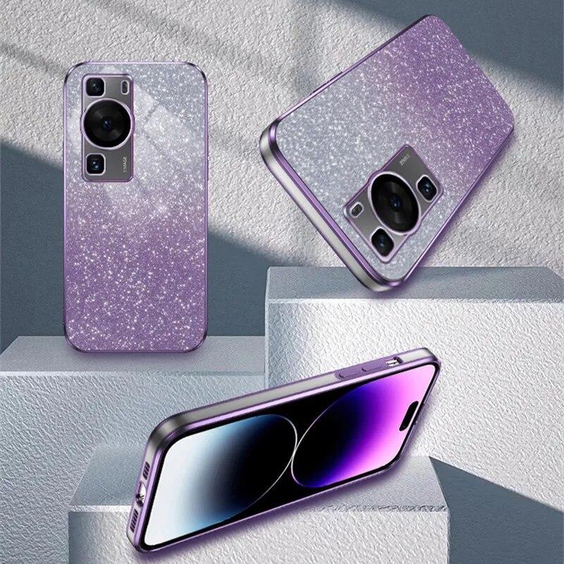Роскошный чехол с градиентным блестящим покрытием для Huawei P60 P50 Pro P40 P30 Lite Mate 60 50 40 30 Pro P Smart 2021 Y7A Y9A Y9S Y9 2019, силиконовая задняя крышка
