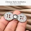 Carved Pattern Metal Frog Fastener Four Hole Garment Decor Button  For Cheongsam