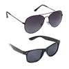 Dervin Unisex Aviator Sunglasses Combo Black Frame, Black Lens (Medium) - Pack Of 2