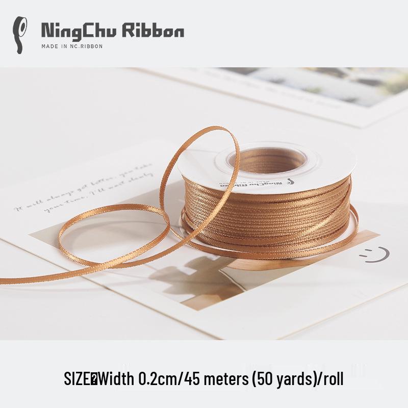 Двусторонняя атласная лента 2 мм для закладки, свадебных бантов и подарочной упаковки