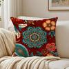 Red Bohemian Style Pillow Case Double-Sided Plush Sofa Cushion Covers Organic Breathable Invisible Zipper