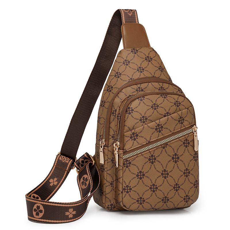 Винтажная сумка через плечо для женщин, нагрудная сумка с принтом, мягкая кожаная сумка через плечо