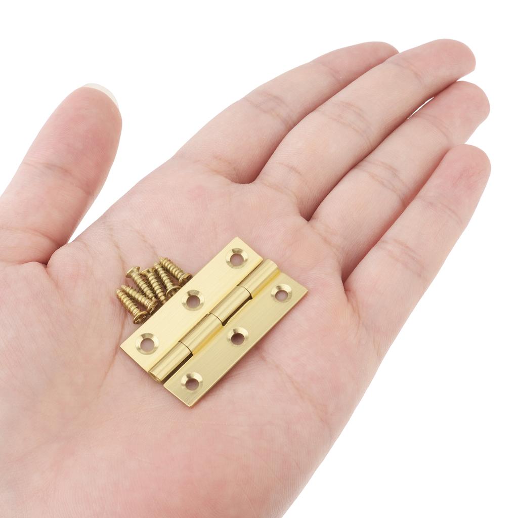 1.5 Inch Solid Brass Mini Butt Hinges, 8 Pcs with 48 Screws for Jewelry Box / Small Cabinet / Wooden Craft Hardware