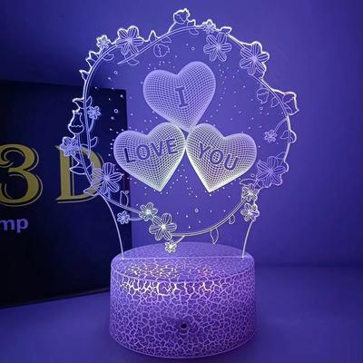 I LOVE YOU 3D Ночной Светильник с Сердцем Светодиодный Сенсорный Выключатель Красочная Атмосфера Для Украшения Дома Светильник Настольная Лампа День Святого Валентина