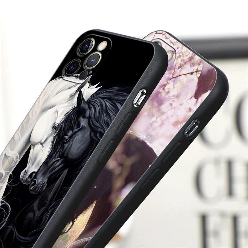 Девушка-лошадь Животное Черные лошади Чехол для телефона Для Apple iPhone 16e 16 15 14 13 12 11 Pro Max XR XS 7 8 Plus SE2 Чехол Силиконовые чехлы