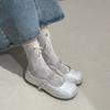 Popular Silver Retro Inner Height Increase Flat Bottom Shallow Mouth Single Shoes Women's Summer 2025 New Versatile Skirt Mary Jane Shoes