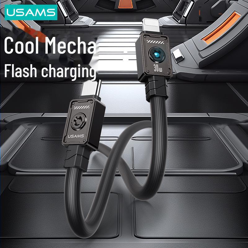 Кабель USAMS с двумя разъемами Type-C для быстрой зарядки Apple 15, совместимость с PD30W