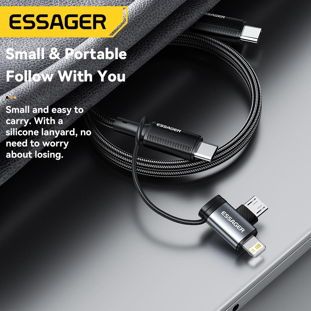 Essager Адаптер 2-в-1 Lightning/Micro USB Быстрая зарядка USB Type C Female Разъем для iPhone 17 16 15 14 13pro iPad Конвертер